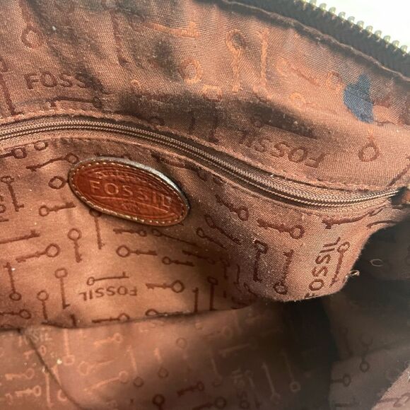 Fossil Reissue Satchel Handbag Vintage  Leather tan&brown antique tone Hardwares - Picture 11 of 16